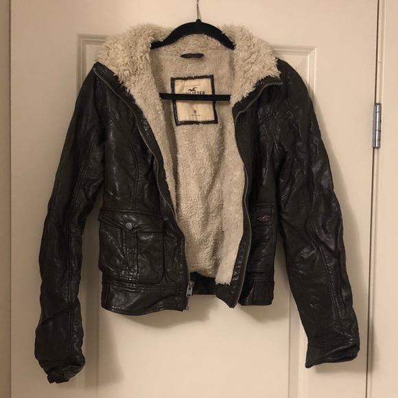 Hollister Brown Faux Leather Jacket. Vintage style - Picture 2 of 6